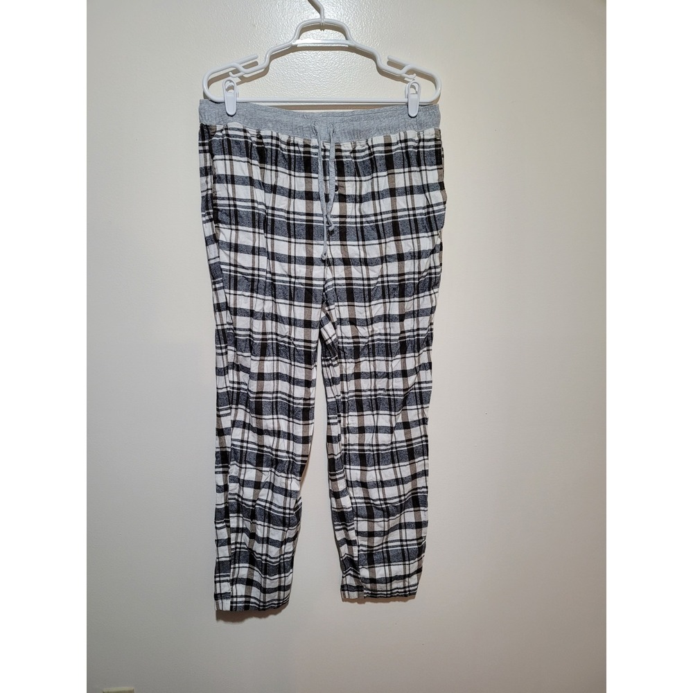 Eddie Bauer Lounge Pajama‎ Pants Mens Large Brown Black Plaid Drawstring